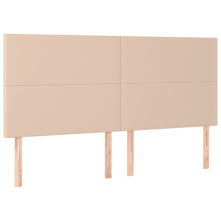kontinentalseng LED-lys 180x200 cm kunstlæder cappuccinofarvet