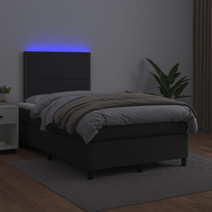 kontinentalseng med LED-lys 120x200 cm kunstlæder sort