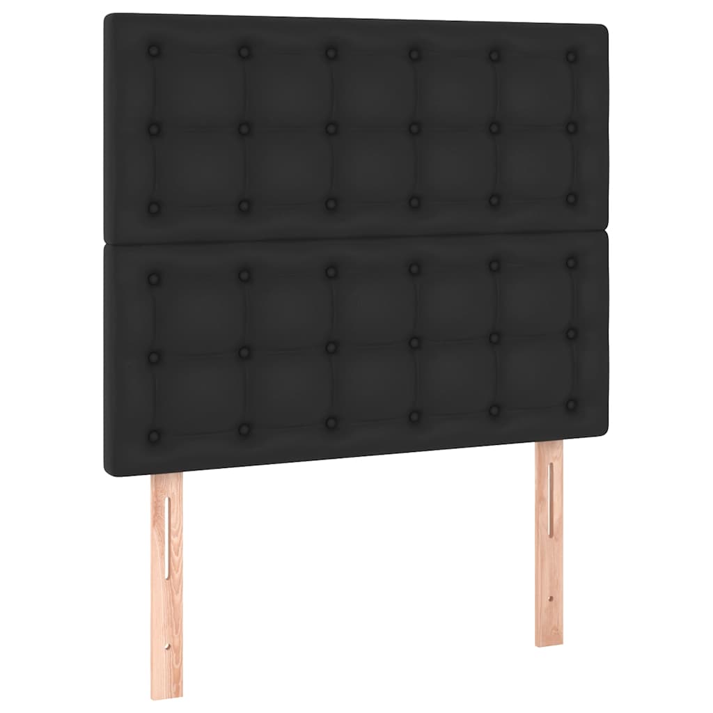kontinentalseng med LED-lys 80x200 cm kunstlæder sort