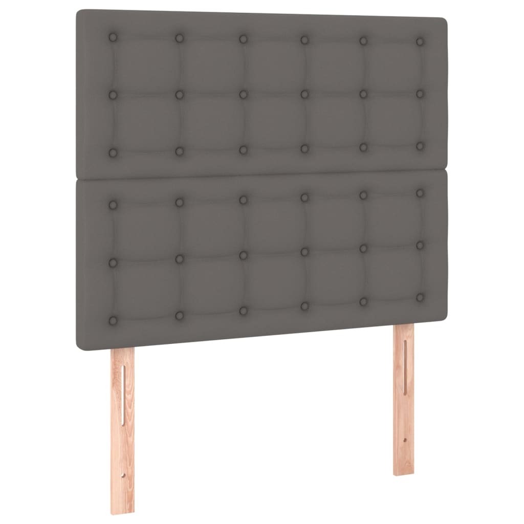 kontinentalseng med LED-lys 100x200 cm kunstlæder grå