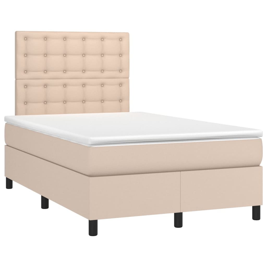 kontinentalseng med LED-lys 120x200 cm kunstlæder cappuccino