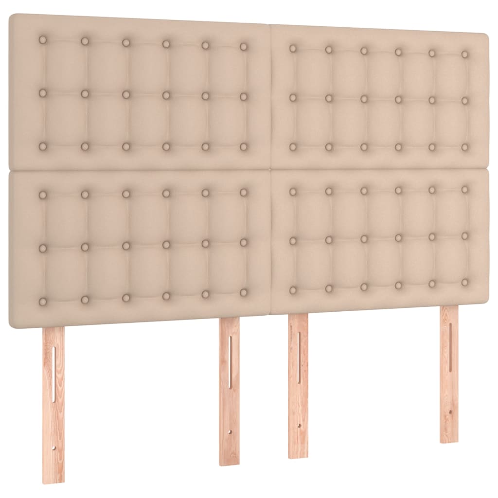 kontinentalseng LED-lys 140x200 cm kunstlæder cappuccinofarvet