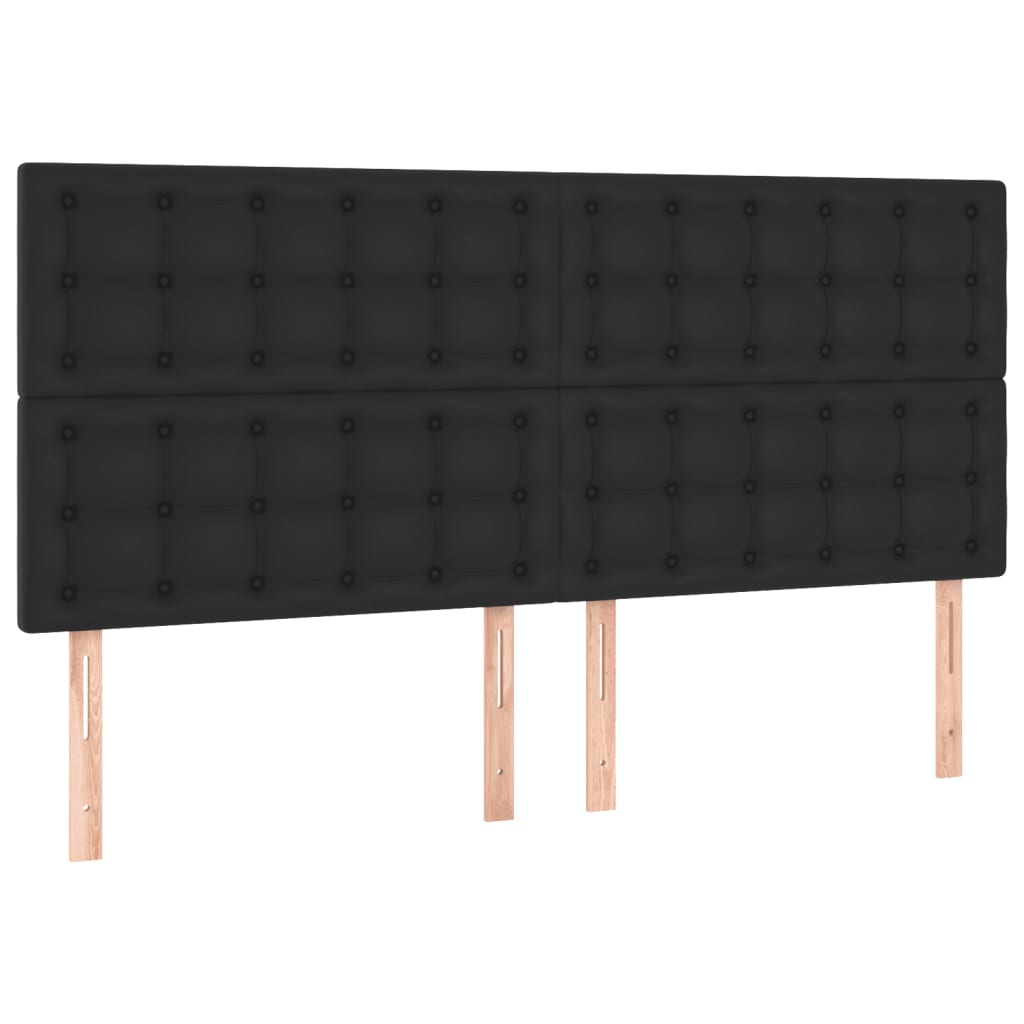 kontinentalseng med LED-lys 180x200 cm kunstlæder sort