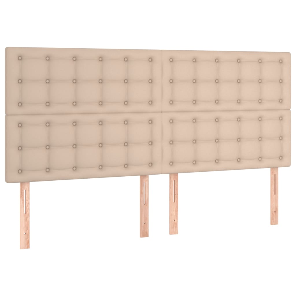 kontinentalseng LED-lys 180x200 cm kunstlæder cappuccinofarvet