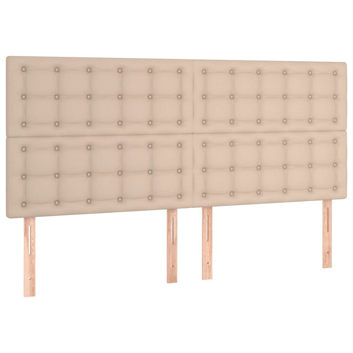kontinentalseng LED-lys 180x200 cm kunstlæder cappuccinofarvet