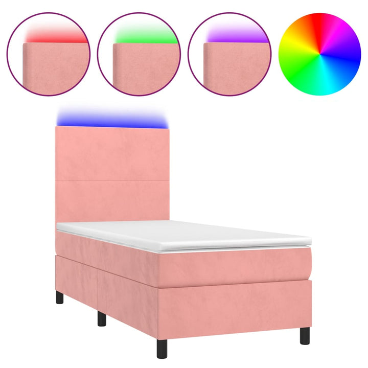 kontinentalseng med LED-lys 80x200 cm velour pink