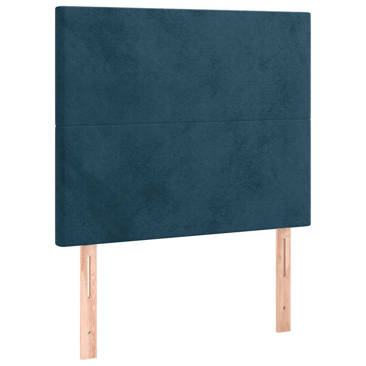 kontinentalseng med LED-lys 100x200 cm fløjl mørkeblå