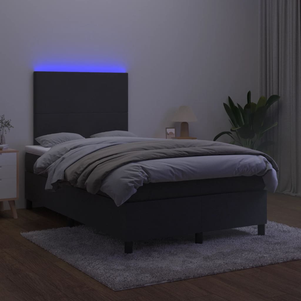 kontinentalseng med LED-lys 120x200 cm fløjl sort