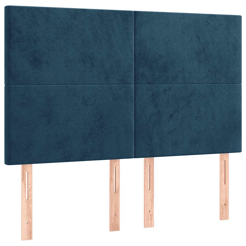 kontinentalseng med LED-lys 140x190 cm fløjl mørkeblå