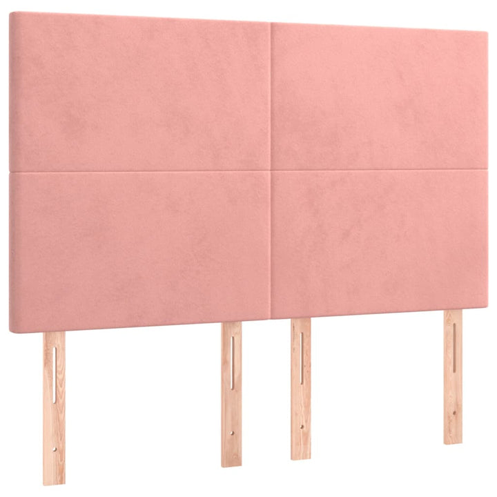 kontinentalseng med LED-lys 140x190 cm fløjl lyserød