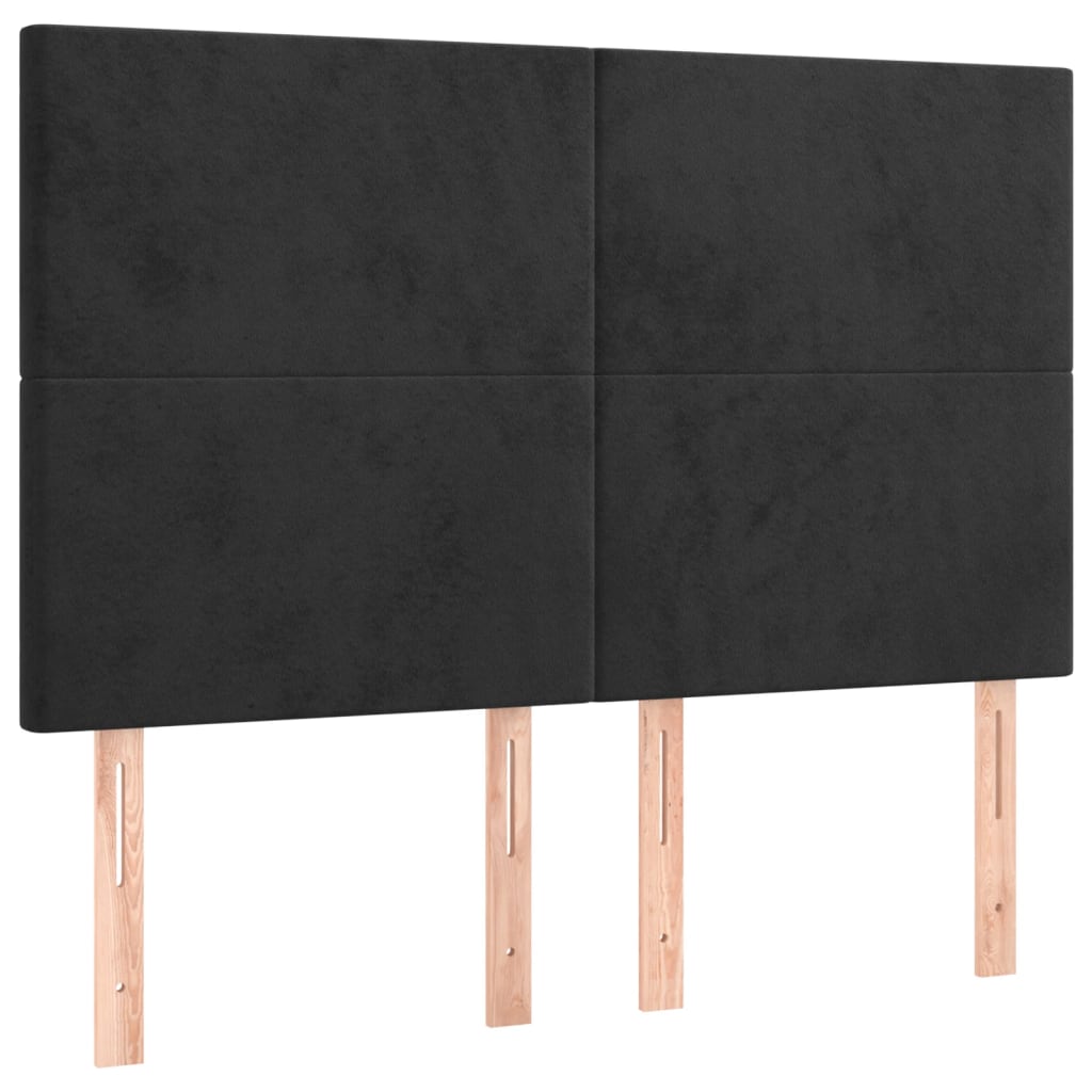 kontinentalseng med LED-lys 140x200 cm fløjl sort