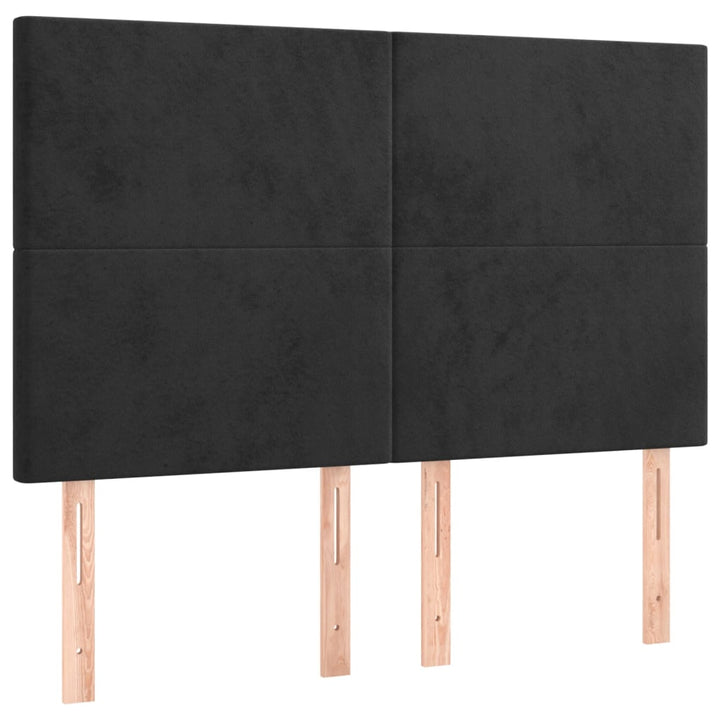 kontinentalseng med LED-lys 140x200 cm fløjl sort