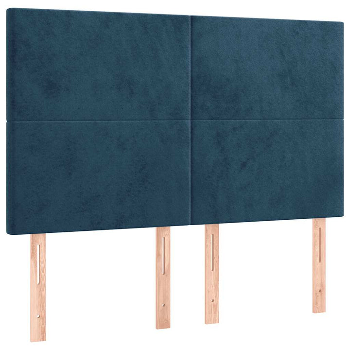 kontinentalseng med LED-lys 140x200 cm fløjl mørkeblå