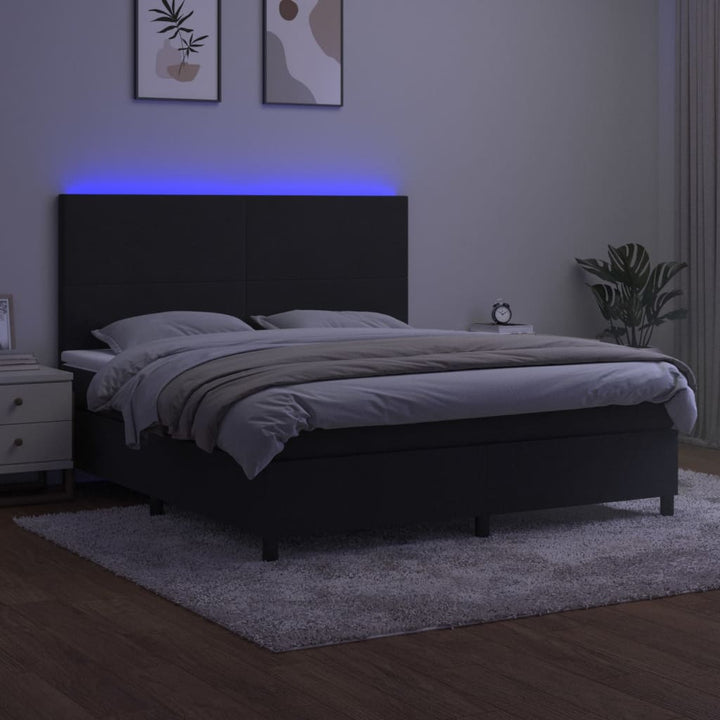 kontinentalseng med LED-lys 180x200 cm fløjl sort