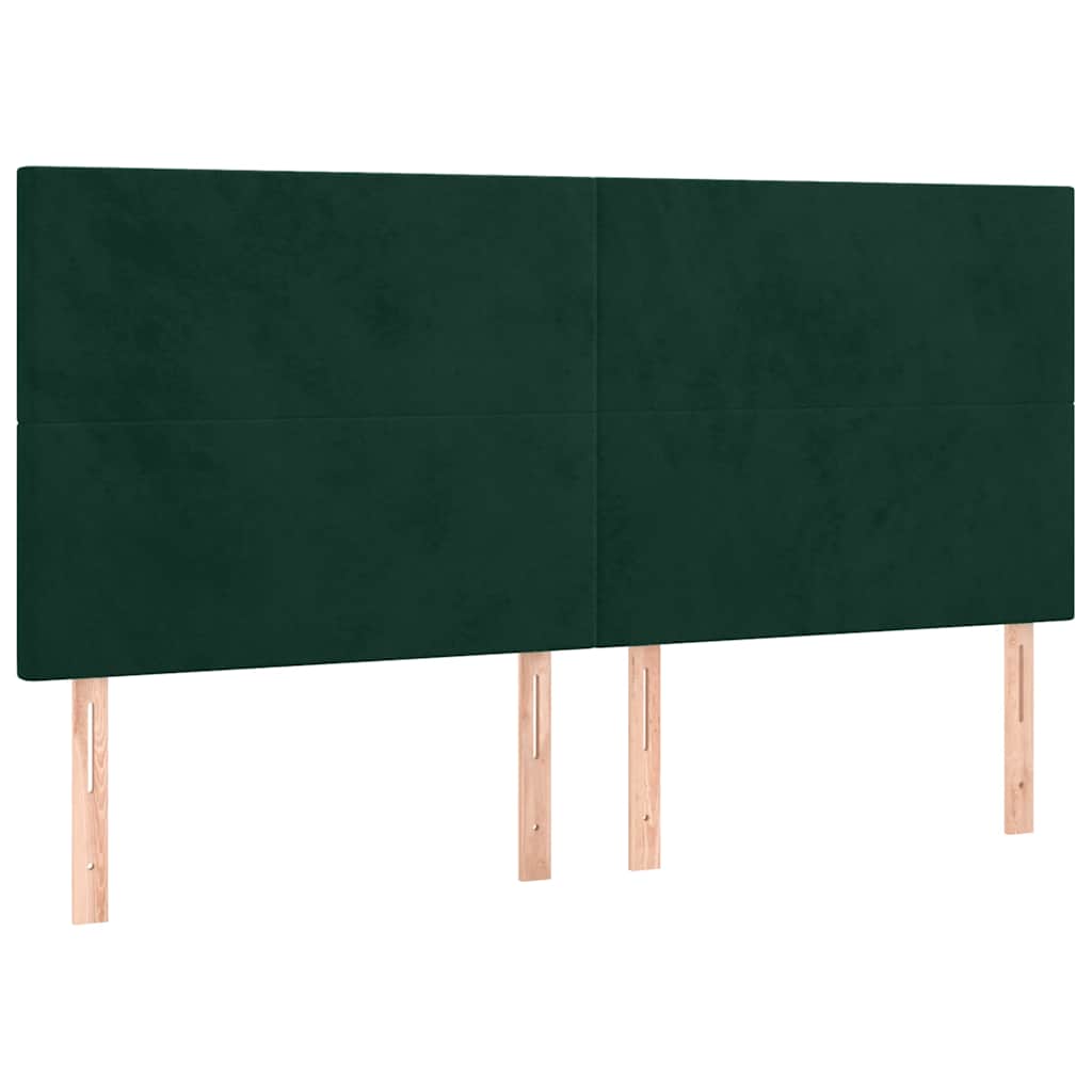 kontinentalseng med LED-lys 180x200 cm fløjl mørkegrøn