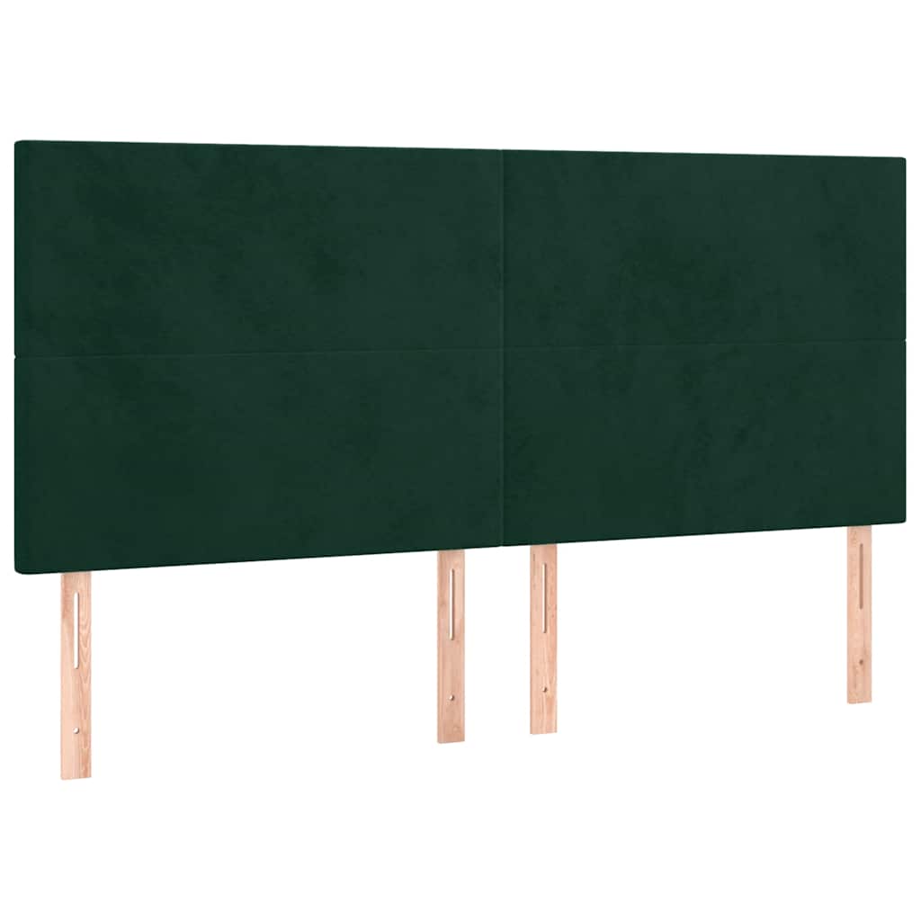 kontinentalseng med LED-lys 200x200 cm fløjl mørkegrøn