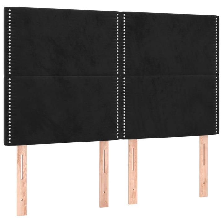 kontinentalseng med LED-lys 140x200 cm fløjl sort