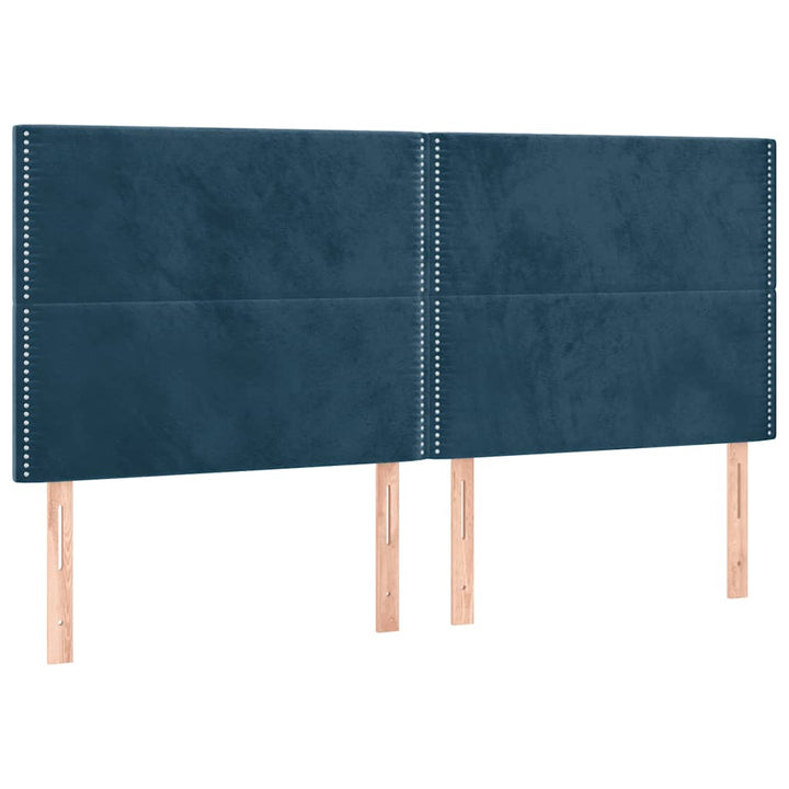 kontinentalseng med LED-lys 160x200 cm fløjl mørkeblå