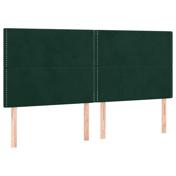 kontinentalseng med LED-lys 180x200 cm fløjl mørkegrøn