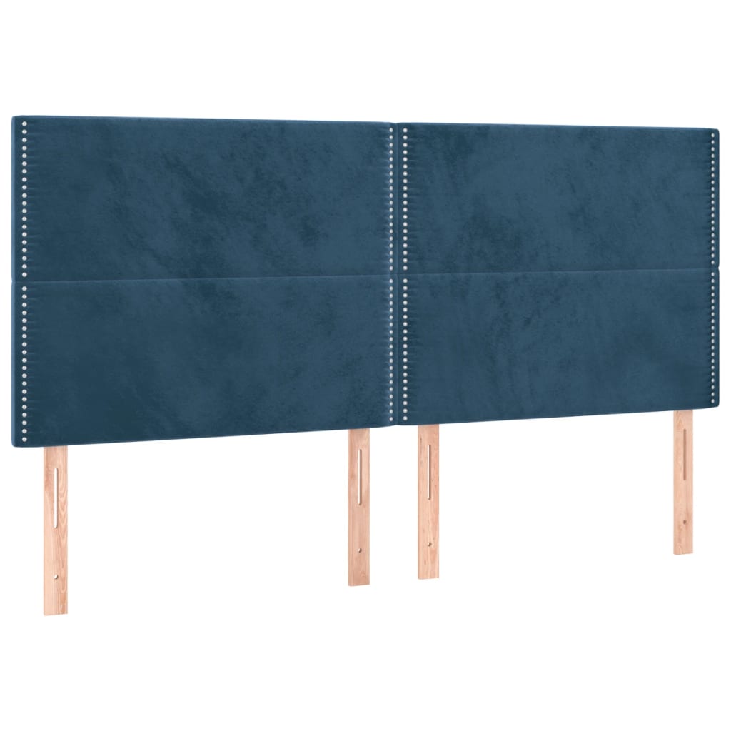 kontinentalseng med LED-lys 200x200 cm fløjl mørkeblå