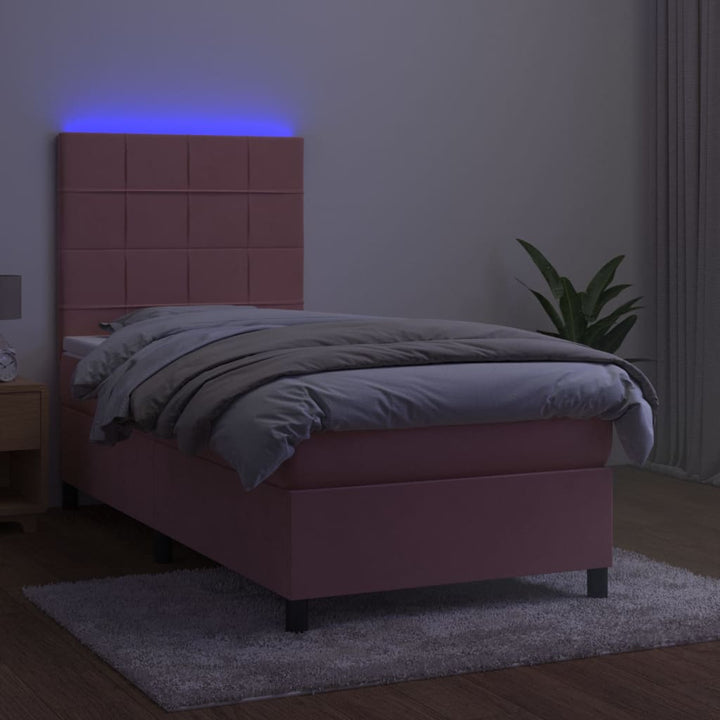 kontinentalseng med LED-lys 80x200 cm velour pink