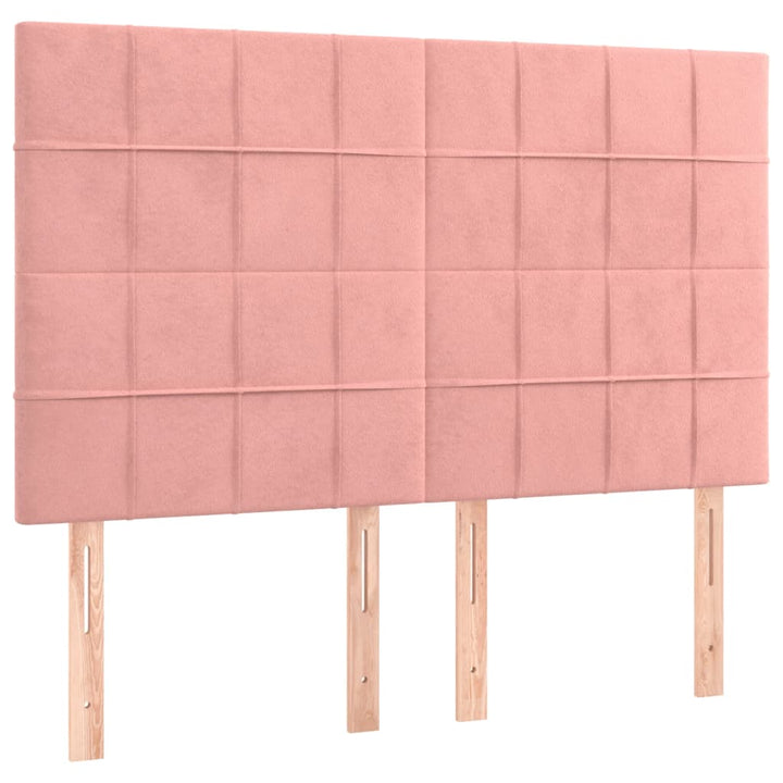 kontinentalseng med LED-lys 140x190 cm fløjl lyserød