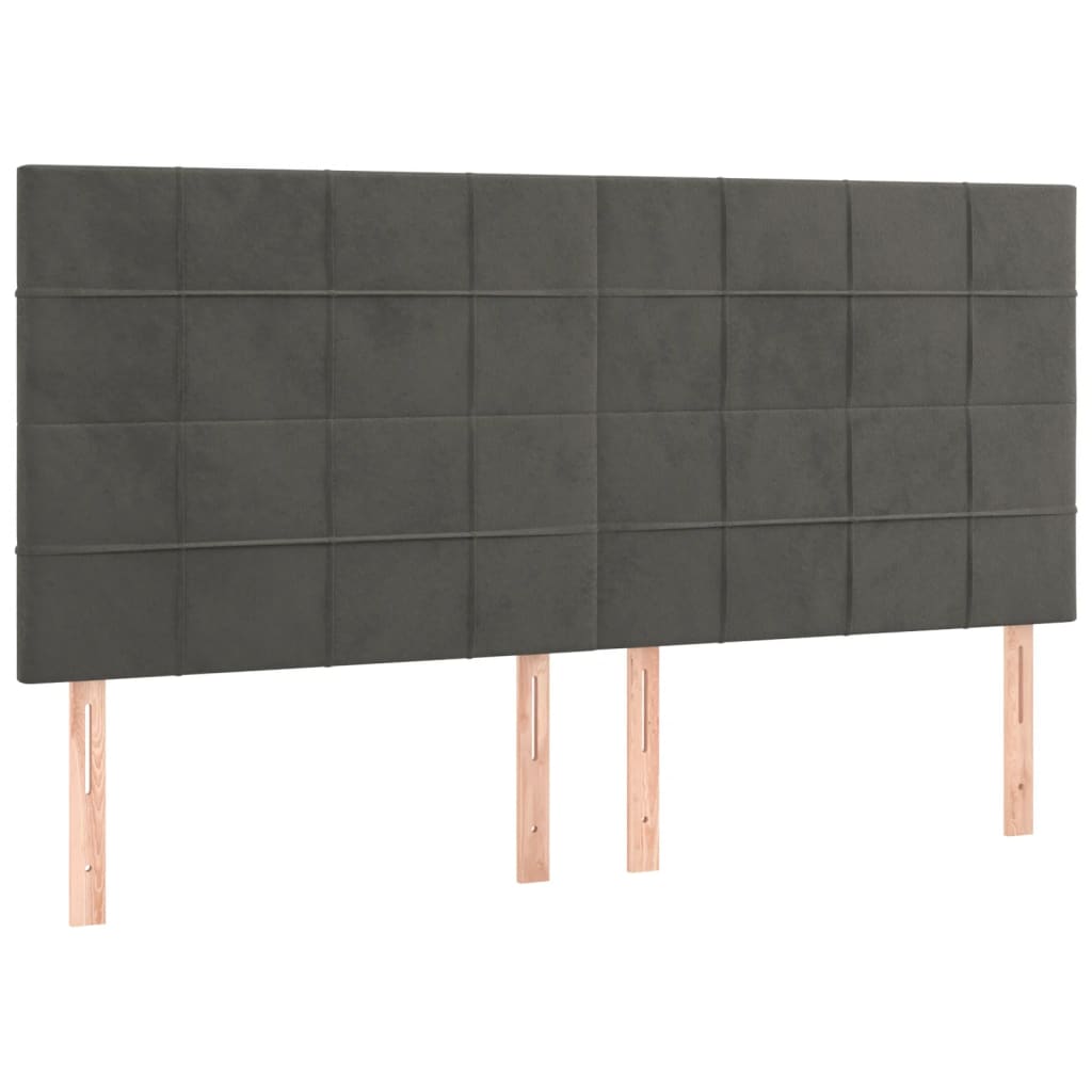 kontinentalseng med LED-lys 180x200 cm fløjl mørkegrå