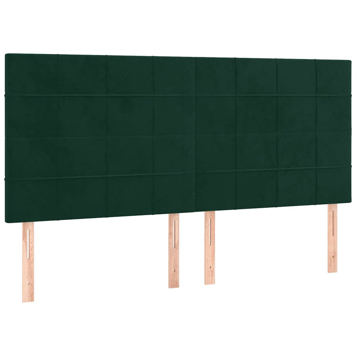 kontinentalseng med LED-lys 180x200 cm fløjl mørkegrøn