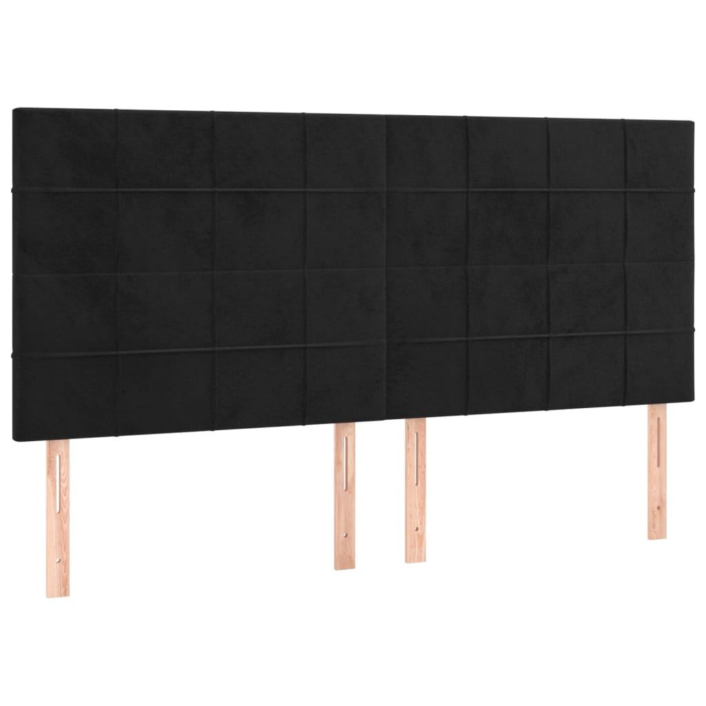 kontinentalseng med LED-lys 200x200 cm fløjl sort