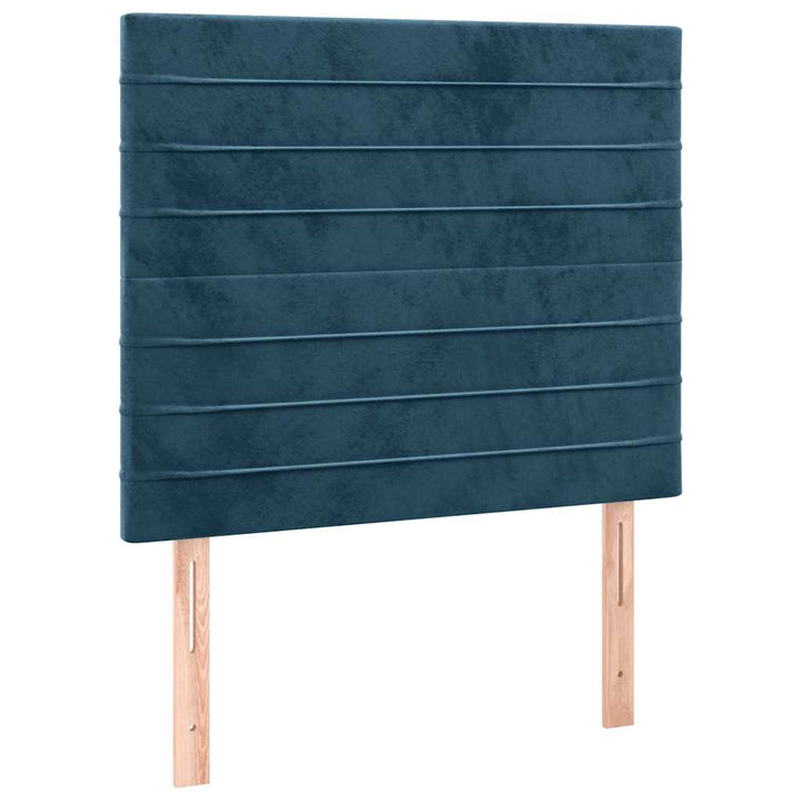 kontinentalseng med LED-lys 80x200 cm velour mørkeblå