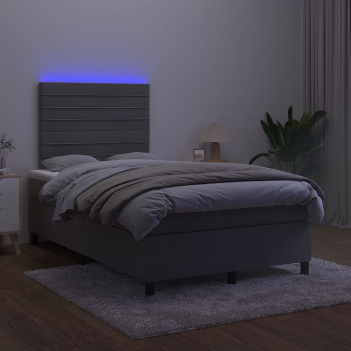 kontinentalseng med LED-lys 120x200 cm fløjl mørkegrå