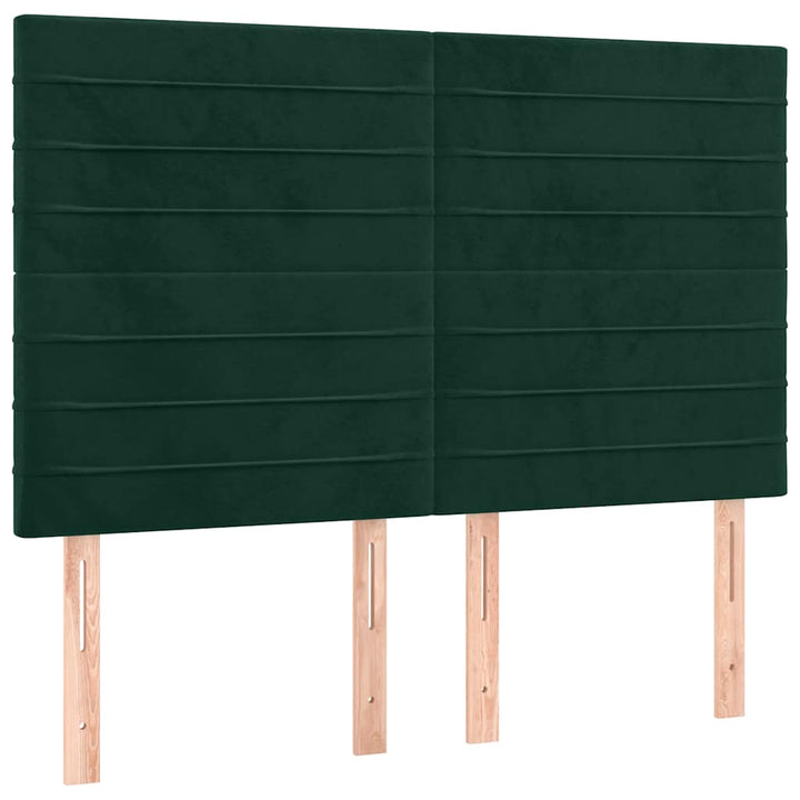 kontinentalseng med LED-lys 140x190 cm fløjl mørkegrøn