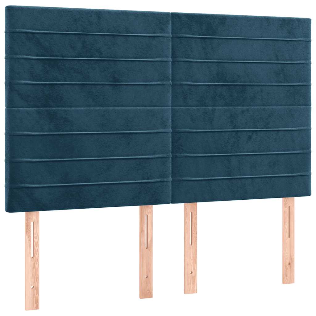 kontinentalseng med LED-lys 140x190 cm fløjl mørkeblå