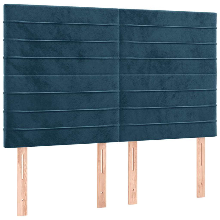 kontinentalseng med LED-lys 140x200 cm fløjl mørkeblå