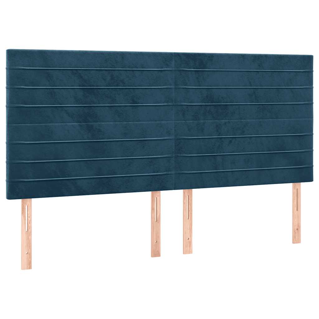 kontinentalseng med LED-lys 160x200 cm fløjl mørkeblå