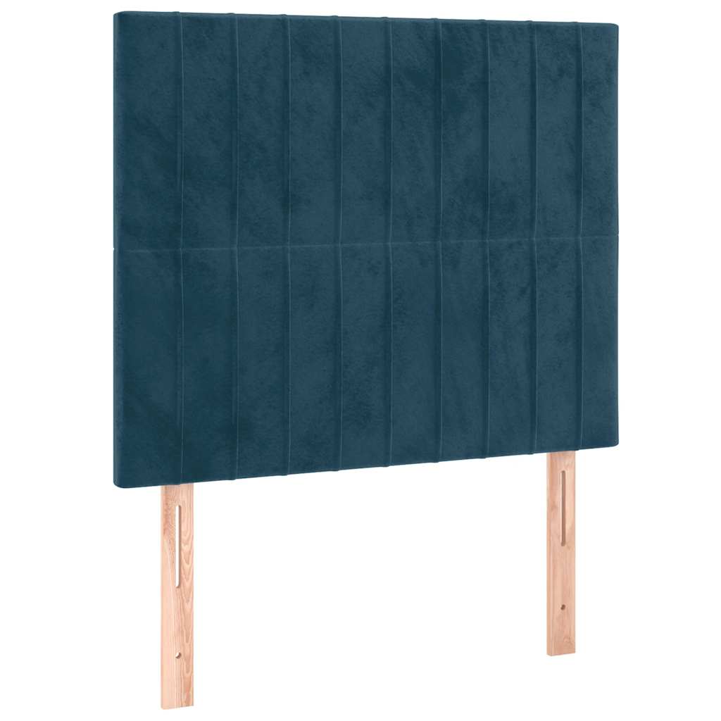 kontinentalseng med LED-lys 80x200 cm velour mørkeblå
