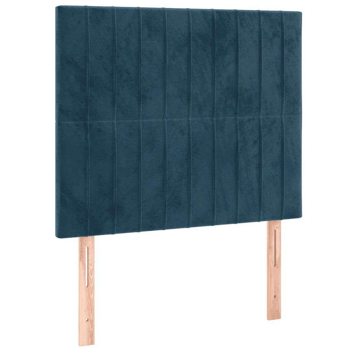 kontinentalseng med LED-lys 90x190 cm fløjl mørkeblå
