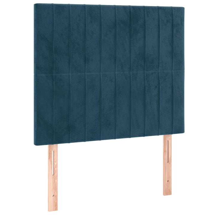 kontinentalseng med LED-lys 100x200 cm fløjl mørkeblå