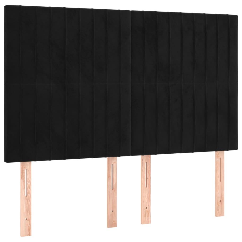 kontinentalseng med LED-lys 140x190 cm fløjl sort