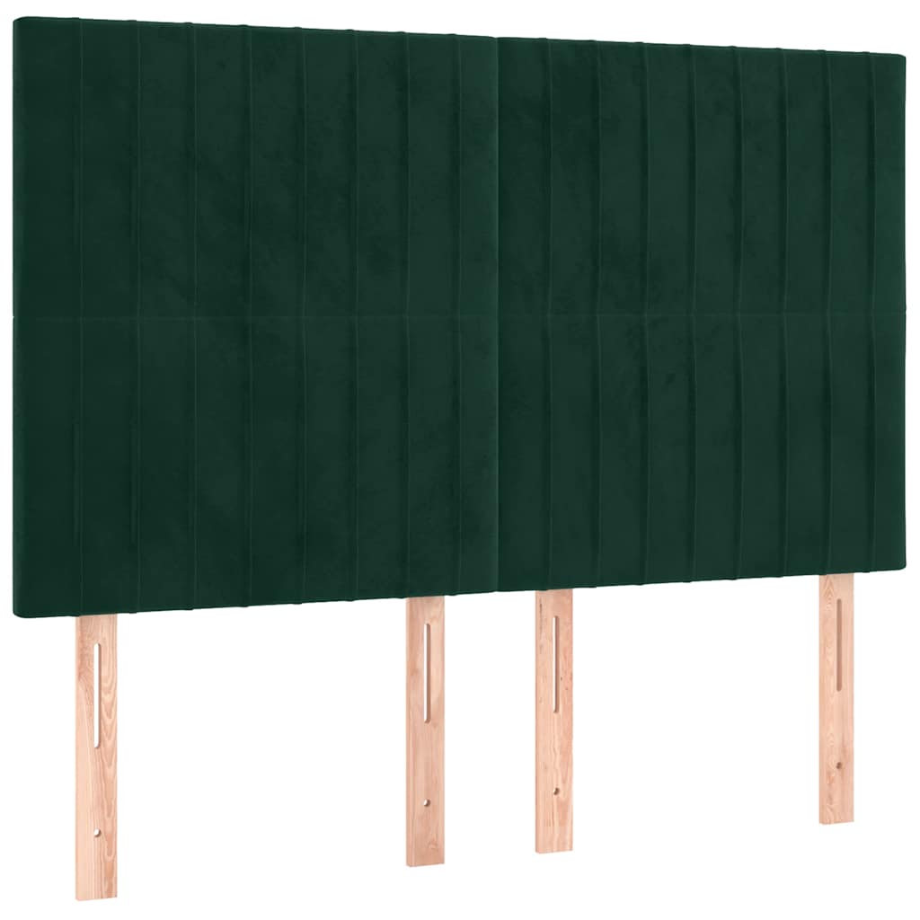 kontinentalseng med LED-lys 140x190 cm fløjl mørkegrøn