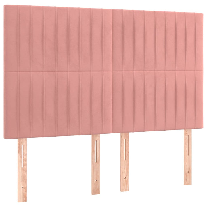 kontinentalseng med LED-lys 140x190 cm fløjl lyserød