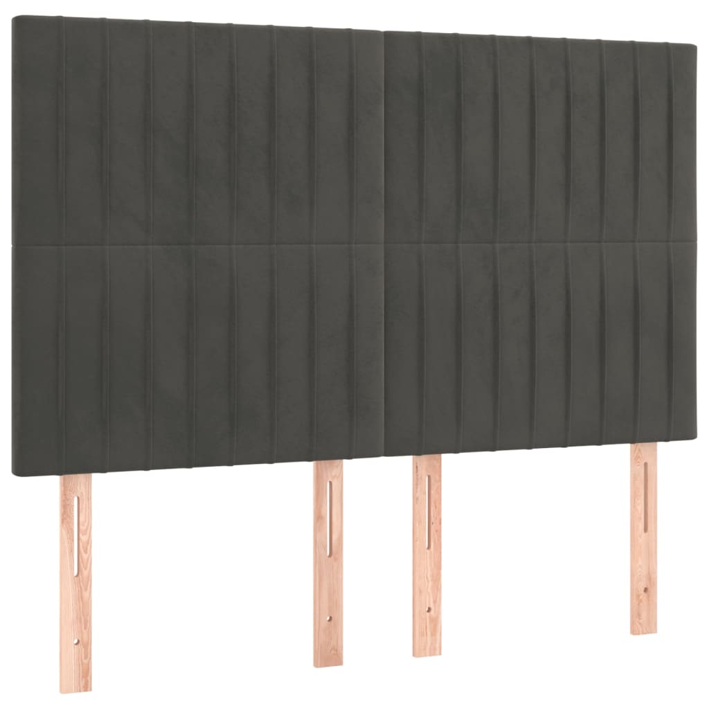 kontinentalseng med LED-lys 140x200 cm fløjl mørkegrå