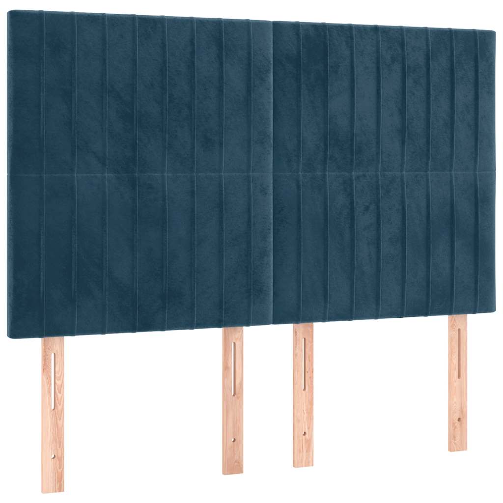 kontinentalseng med LED-lys 140x200 cm fløjl mørkeblå