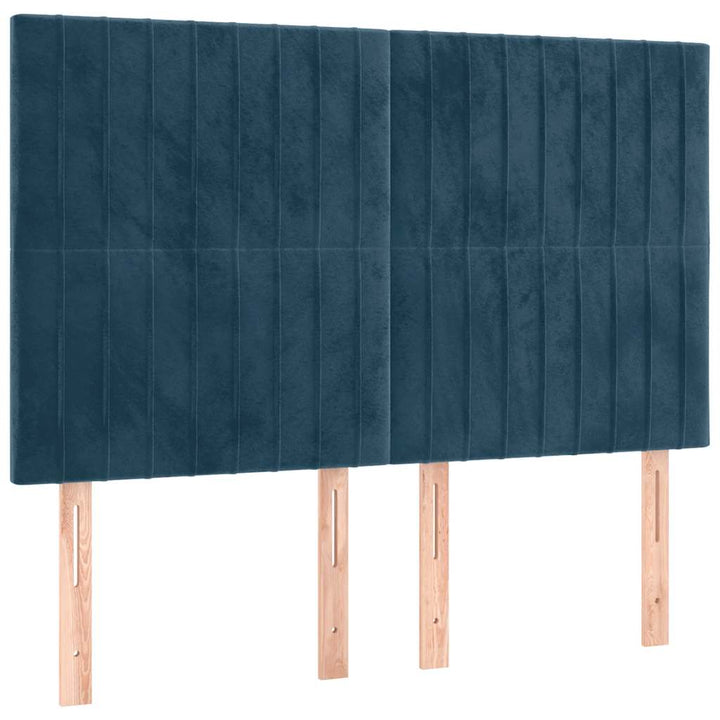 kontinentalseng med LED-lys 140x200 cm fløjl mørkeblå