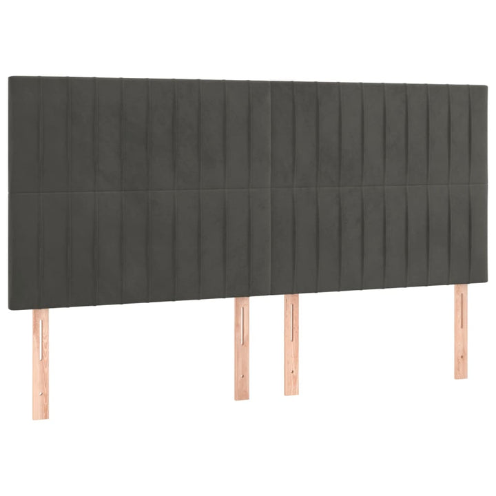 kontinentalseng med LED-lys 160x200 cm fløjl mørkegrå