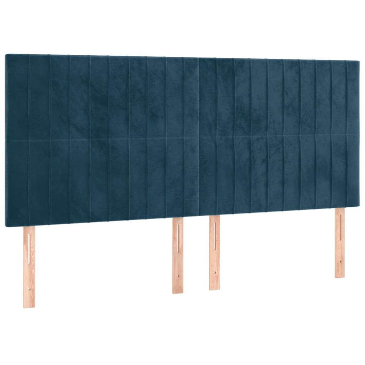 kontinentalseng med LED-lys 160x200 cm fløjl mørkeblå