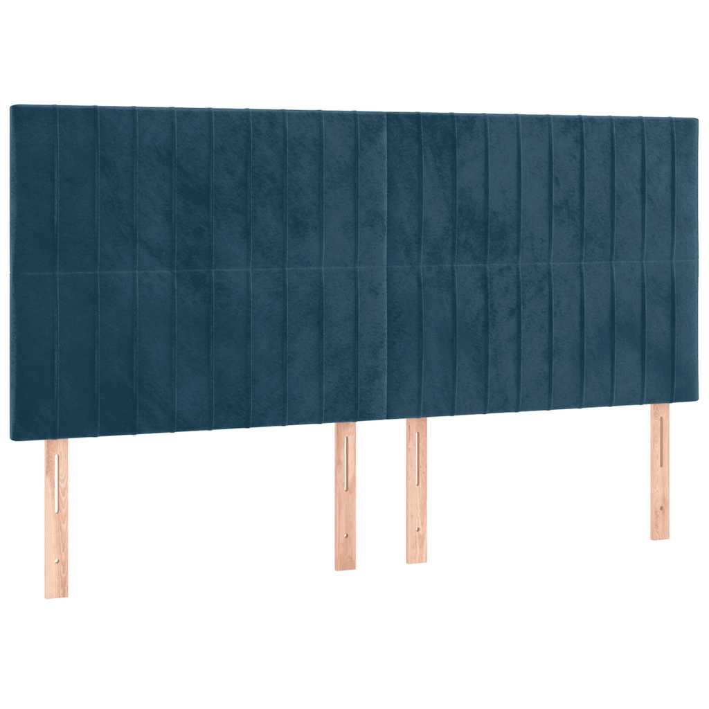 kontinentalseng med LED-lys 200x200 cm fløjl mørkeblå