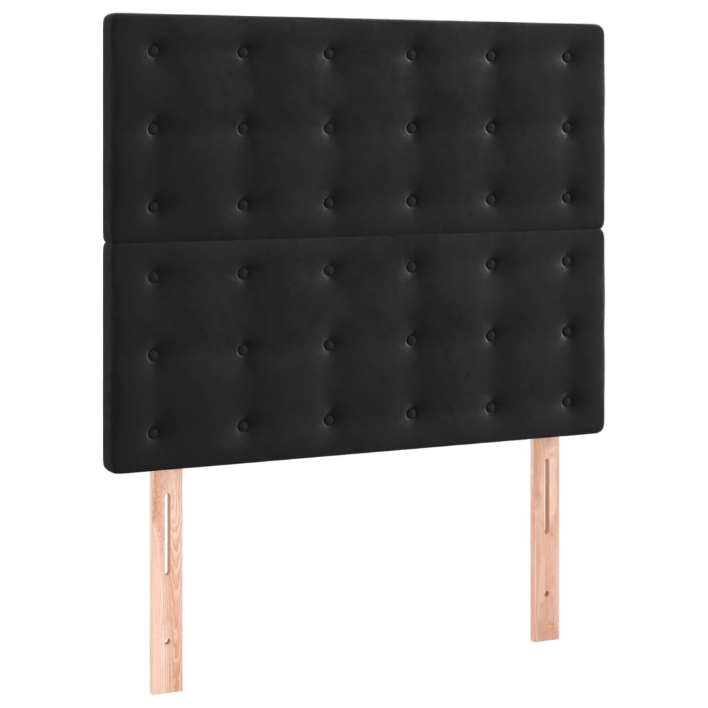kontinentalseng med LED-lys 80x200 cm velour sort