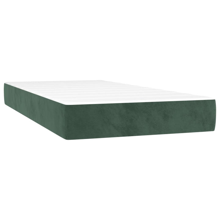 kontinentalseng med LED-lys 80x200 cm velour mørkegrøn