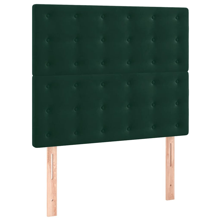 kontinentalseng med LED-lys 80x200 cm velour mørkegrøn